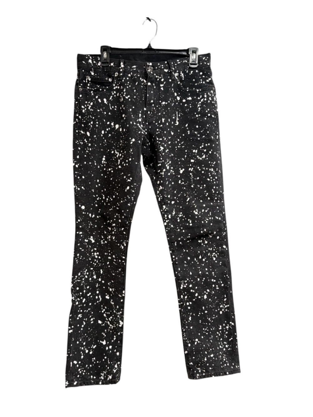 OFF-WHITE c/o Virgil Abloh Diagonal Paint Splatter Jeans Sz 31 Black 2022